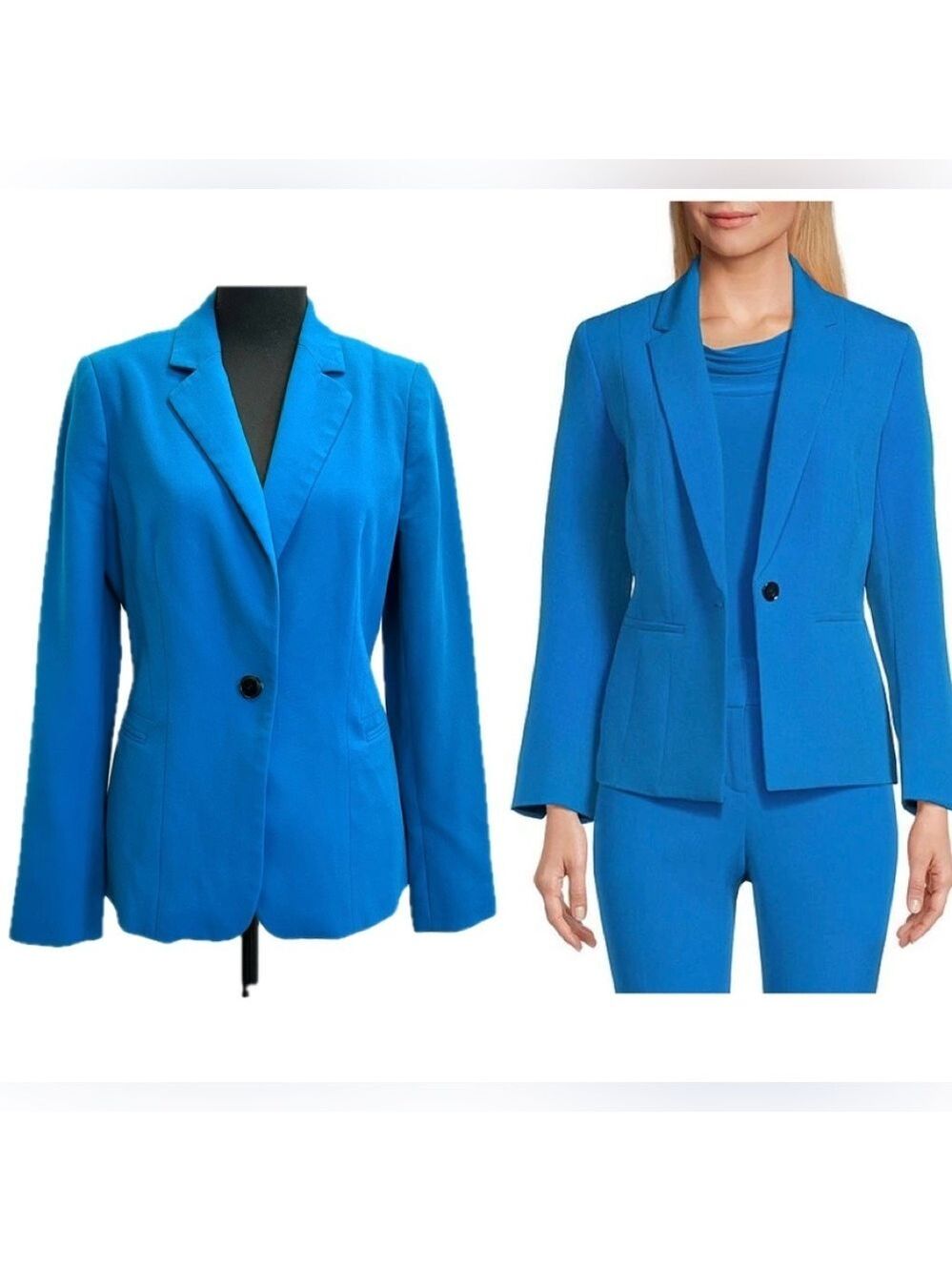 Le Chateau bright blue single breasted tailored cinched stretchy blazer jacket M - Picture 1 of 12